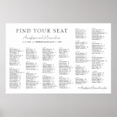 White Minimal Wedding Alphabetical Seating Chart Poster (Voorkant)