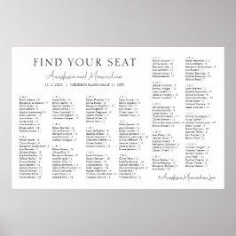 White Minimal Wedding Alphabetical Seating Chart Poster