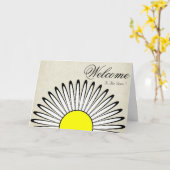 White Minimal Yellow Daisy Welcome Wishing Kaart (Gele Bloem)