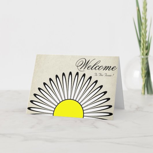 White Minimal Yellow Daisy Welcome Wishing Kaart (Voorkant)