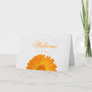 White Minimal Yellow Daisy Welcome Wishing Kaart