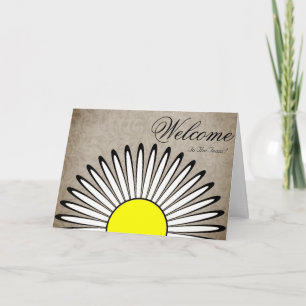 White Minimal Yellow Daisy welkomstkaart Kaart