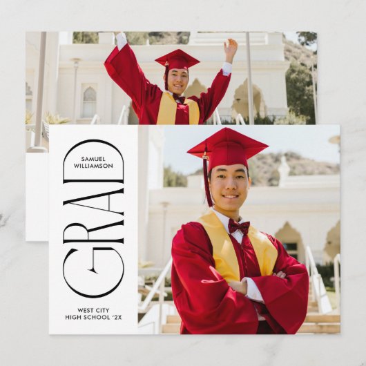 White Minimalist Afstuderen Aankondiging (Voorkant / Achterkant)