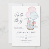 White Minimalist Animal Baby shower Invitation Kaart (Voorkant)
