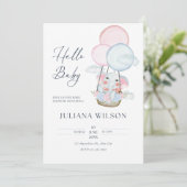 White Minimalist Animal Baby shower Invitation Kaart (Staand voorkant)