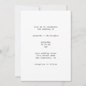 White Minimalist Avant-Garde Foto op Back Wedding Kaart (Voorkant)