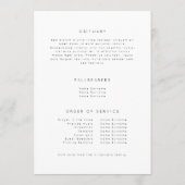 White minimalist bij het liefdevol geheugen-begraf programmakaart (Achterkant)