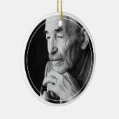 White minimalist bij het liefhebben van geheugenfo keramisch ornament (Rechts)