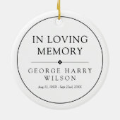 White minimalist bij het liefhebben van geheugenfo keramisch ornament (Achterkant)