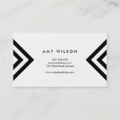 White minimalist Black Chevron Geometric Visitekaartje (Achterkant)