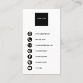 White Minimalist Camera Photographer Business Card Visitekaartje (Achterkant)