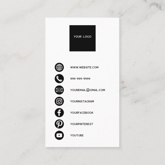 White Minimalist Camera Photographer Business Card Visitekaartje (Achterkant)