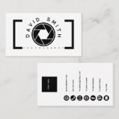 White Minimalist Camera Photographer Business Card Visitekaartje (Voorkant / Achterkant)