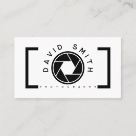 White Minimalist Camera Photographer Business Card Visitekaartje