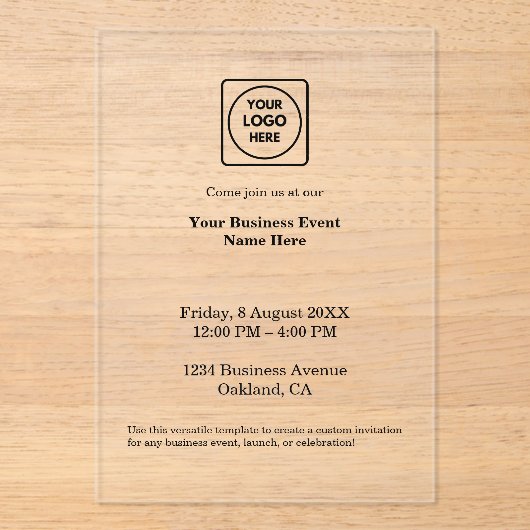 White Minimalist Corporate | Modern Acryl Event Uitnodigingen (Voorkant)