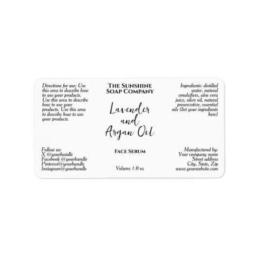 White Minimalist Cosmetics Dropper Bottle Etiket (Voorkant)