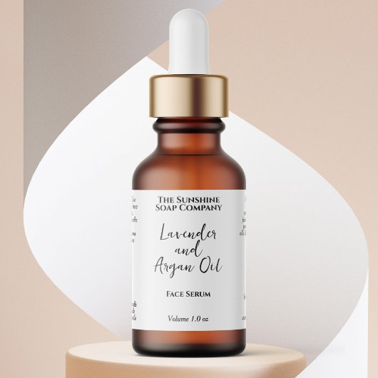 White Minimalist Cosmetics Dropper Bottle  Etiket