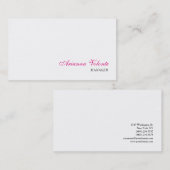 White minimalist Elegant Chic Plain Feminine Visitekaartje (Voorkant / Achterkant)