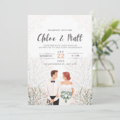 White Minimalist Engagement Party Uitnodiging (Staand voorkant)