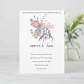 White Minimalist floral Wedding Invitaion Kaart (Staand voorkant)
