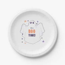 White Minimalist Ghost Halloween Papieren Bordje