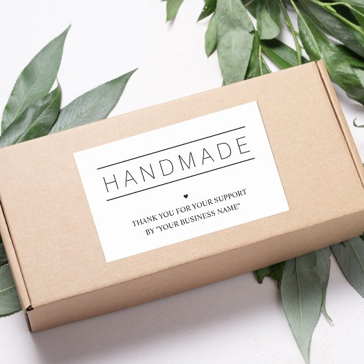 White Minimalist Handmade Artisan Gratitude Rechthoekige Sticker