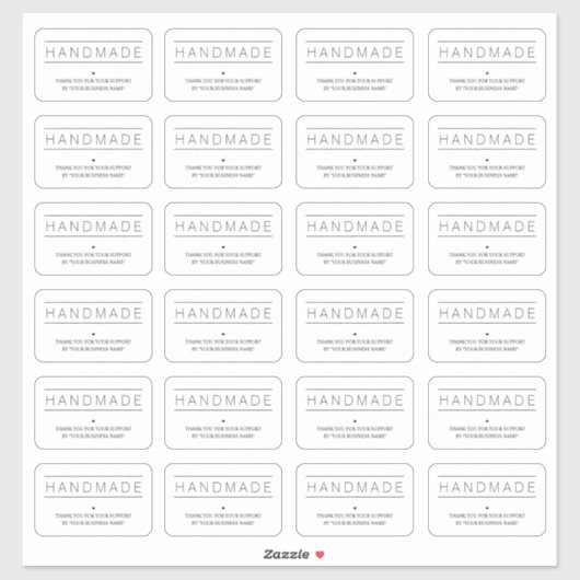 White Minimalist Handmade Artisan Gratitude  Sticker (Vel)