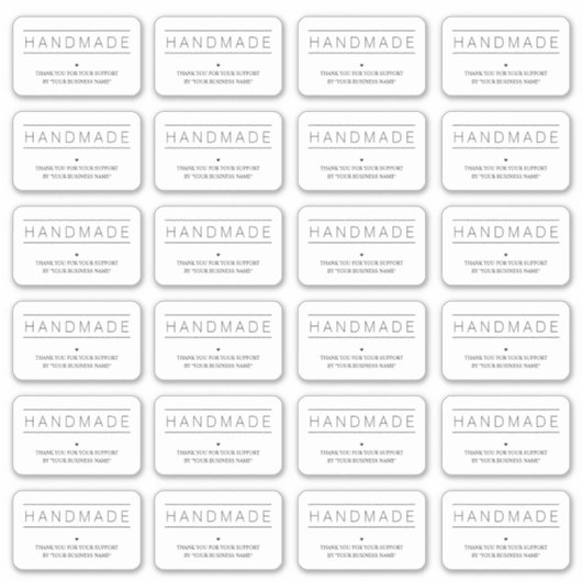 White Minimalist Handmade Artisan Gratitude Sticker (Voorkant)