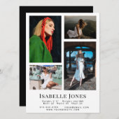 White Minimalist Model Actor 4 Photo Comp Kaart (Voorkant / Achterkant)