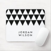 White Minimalist Modern Black Triangle Pattern Muismat (Met muis)