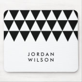 White Minimalist Modern Black Triangle Pattern Muismat (Voorkant)