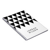 White Minimalist Modern Black Triangle Pattern Notitieboek (Rechterzijde)