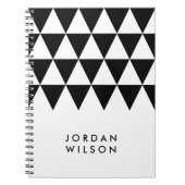 White Minimalist Modern Black Triangle Pattern Notitieboek (Voorkant)