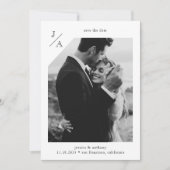 White Minimalist Modern Double Photo Save the Date Kaart (Voorkant)