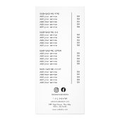 White Minimalist Modern Logo prijslijst Reclamekaart (Achterkant)