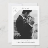 White minimalist Modern Monogram Foto Save The Date (Voorkant)