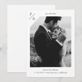 White minimalist Modern Monogram Foto Save The Date (Voorkant / Achterkant)
