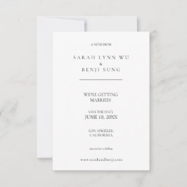 White minimalist Modern Save The Date