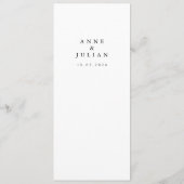 White Minimalist Modern Wedding Menu (Achterkant)