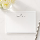 White Minimalist Monogram Name Flat Note Card Notitiekaartje