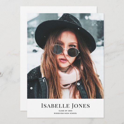 White minimalist Photo Afstuderen (Voorkant / Achterkant)