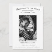 White minimalist Photo Birth Announement Aankondiging (Voorkant)