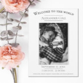 White minimalist Photo Birth Announement Aankondiging