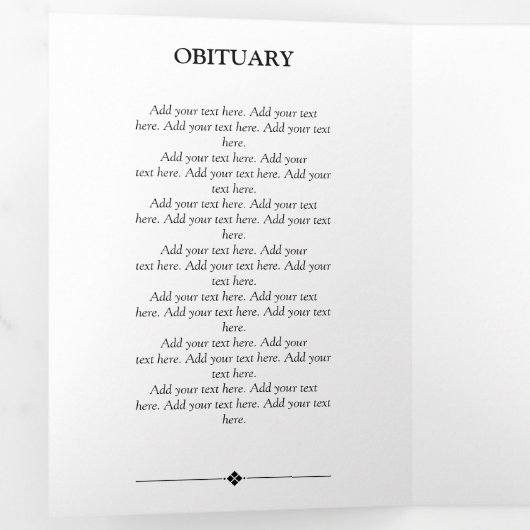 White minimalist Photo Funeral Drieluik Programma (Binnenzijde eerst)