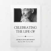 White minimalist Photo Funeral Drieluik Programma (Cover)