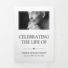 White minimalist Photo Funeral Drieluik Programma