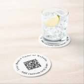 White Minimalist QR | Clean Scan Me Round Design Ronde Kartonnen Onderzetter (Insitu)