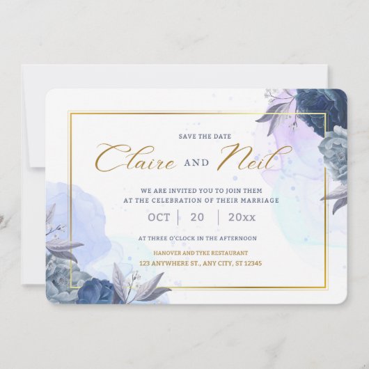 White minimalist Save the Date Invitation (Voorkant)