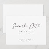 White minimalist Save the Date Invitation Kaart (Voorkant / Achterkant)