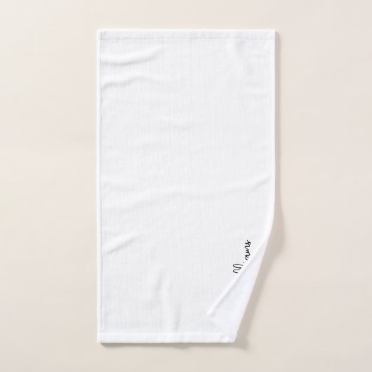 White Minimalist Script Signature Monogram Bad Handdoek (Handdoek)